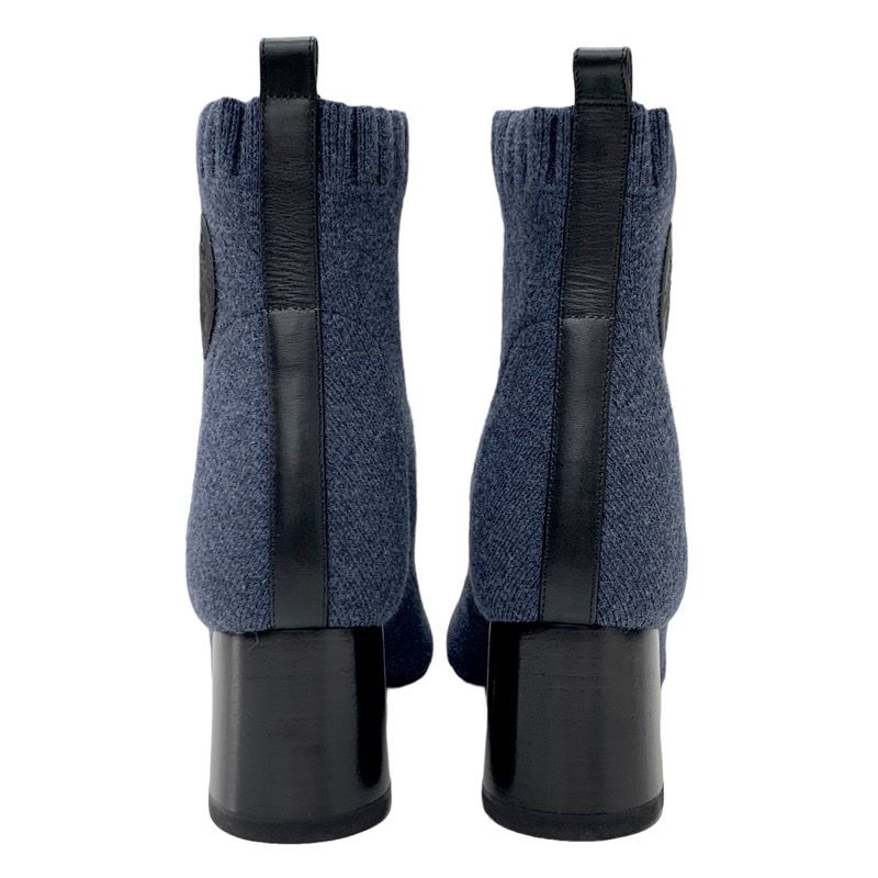 Unused Hermes Volver Boots Short Boots Sock Boots Shoes Exlibris Knit Blue