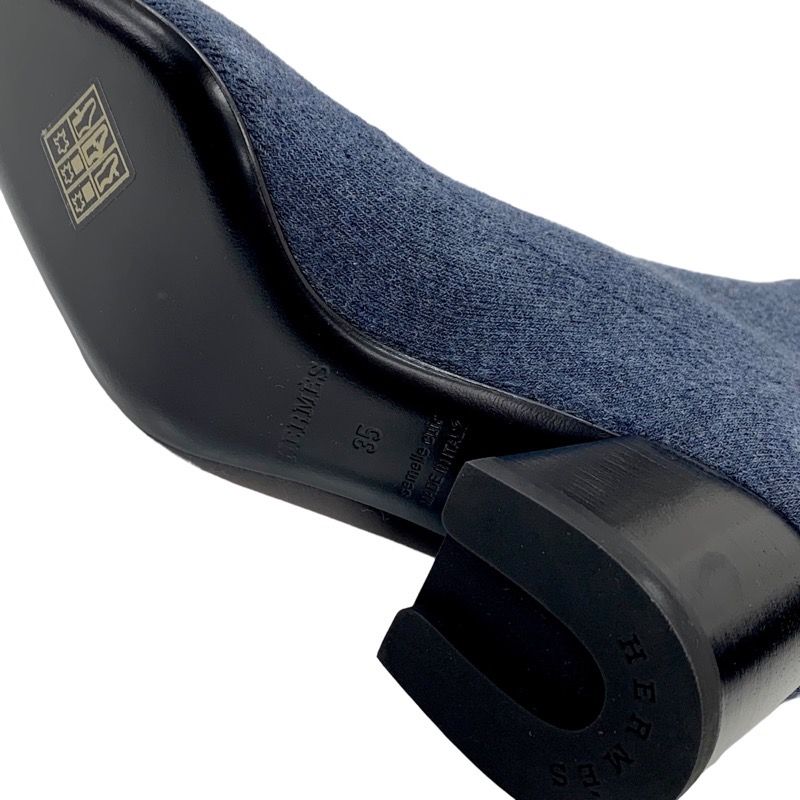 Unused Hermes Volver Boots Short Boots Sock Boots Shoes Exlibris Knit Blue