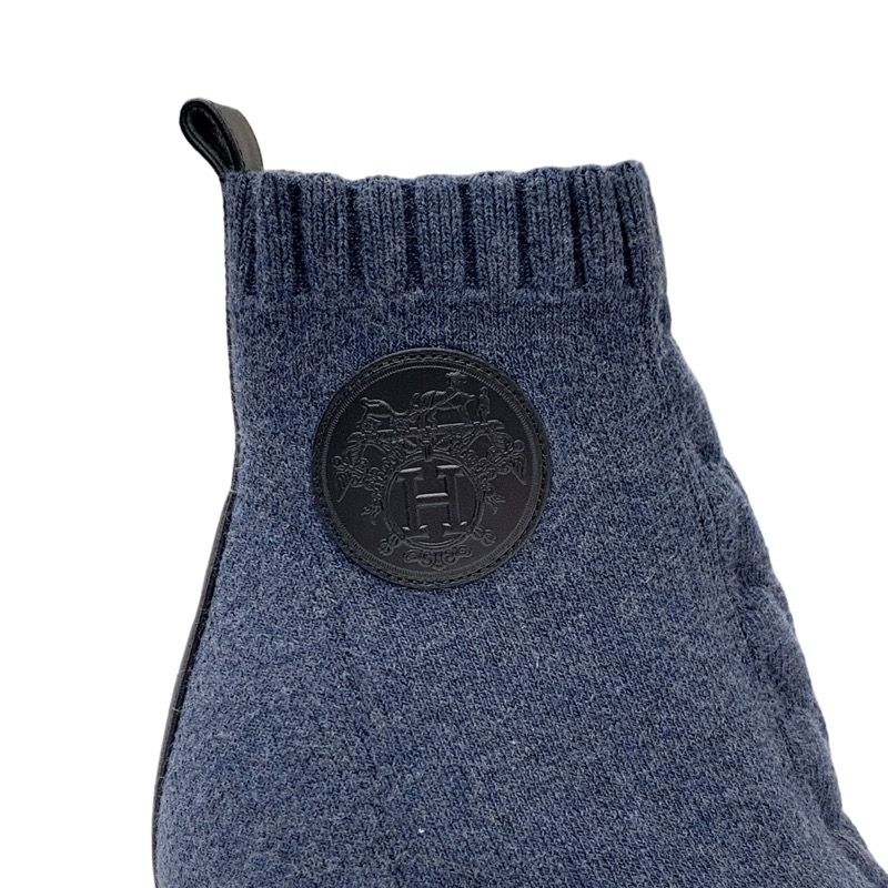 Unused Hermes Volver Boots Short Boots Sock Boots Shoes Exlibris Knit Blue