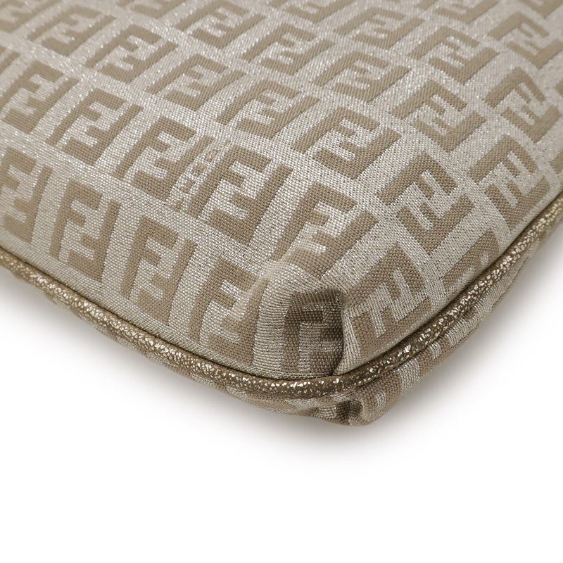 Fendi Zucchino Pattern Shoulder Bag Pochette Crossbody Canvas Leather