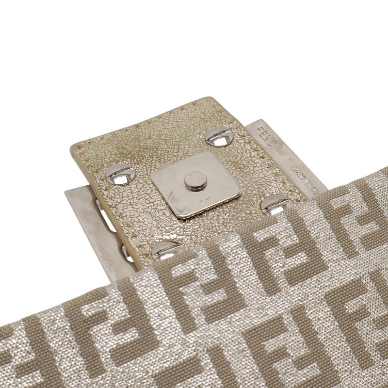 Fendi Zucchino Pattern Shoulder Bag Pochette Crossbody Canvas Leather