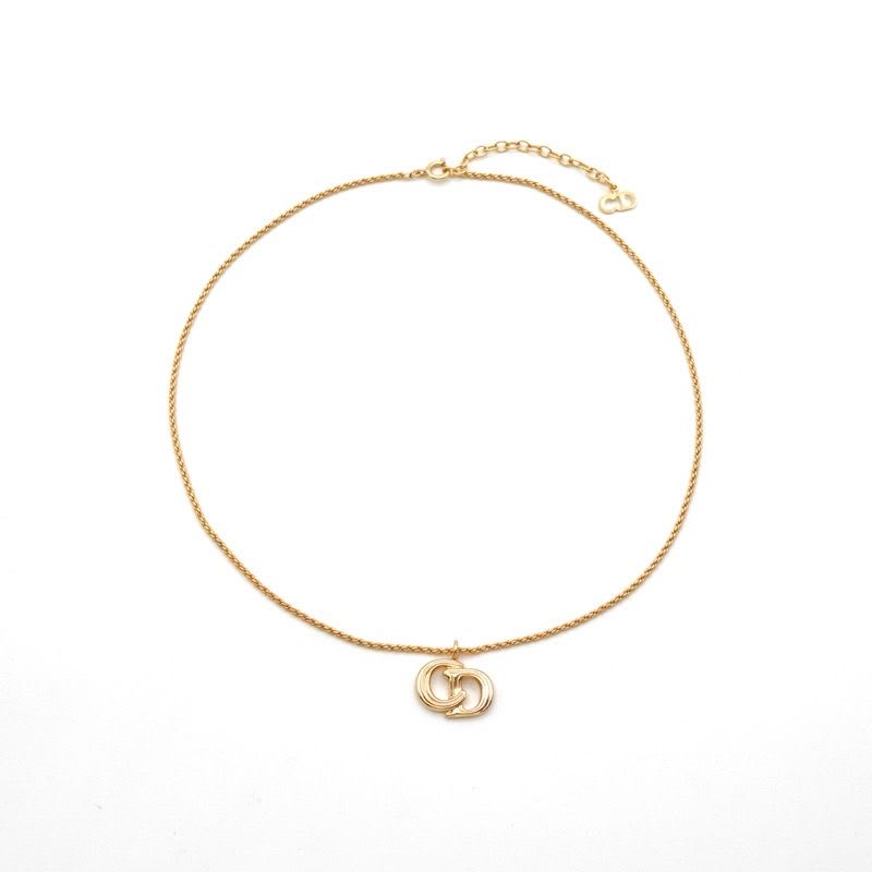 Christian Dior Necklace Pendant Choker Logo CD Vintage