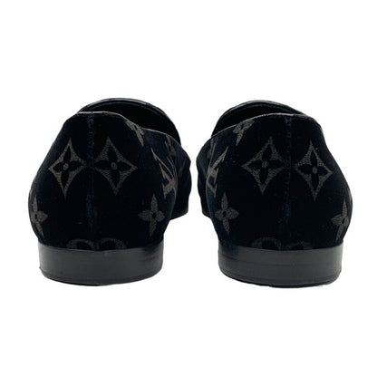 Louis Vuitton Monogram Flat Shoes Velor Patent Black Gold Loafers Opera Shoes