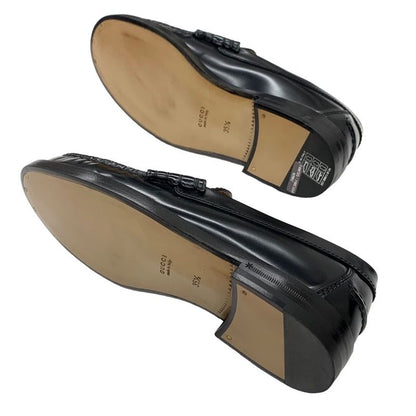 Gucci Loafer Leather Shoes Leather Black Unused Interlocking G