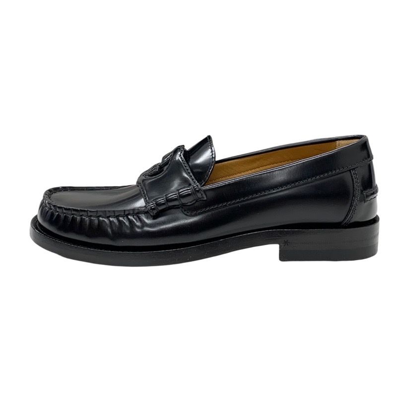 Gucci Loafer Leather Shoes Leather Black Unused Interlocking G
