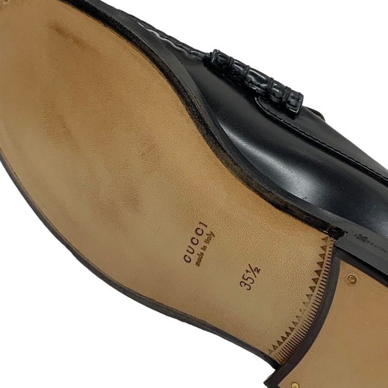 Gucci Loafer Leather Shoes Leather Black Unused Interlocking G