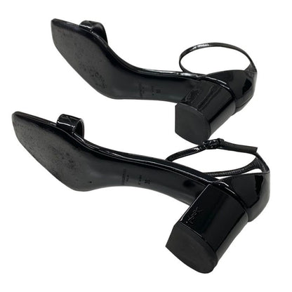 Saint Laurent Sandals Shoes Patent Black Ankle Strap