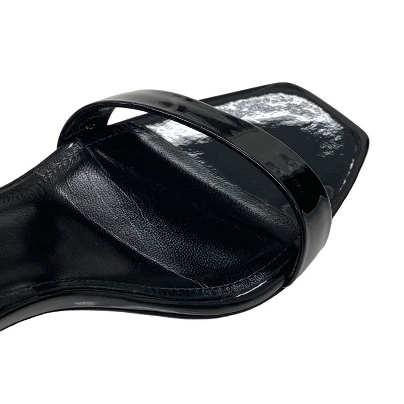 Saint Laurent Sandals Shoes Patent Black Ankle Strap