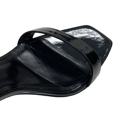 Saint Laurent Sandals Shoes Patent Black Ankle Strap