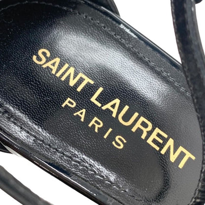 Saint Laurent Sandals Shoes Patent Black Ankle Strap