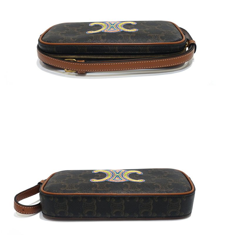 Celine Camera Bag Shoulder Bag F-bb-1272 Triomphe Canvas Brown Multicolo