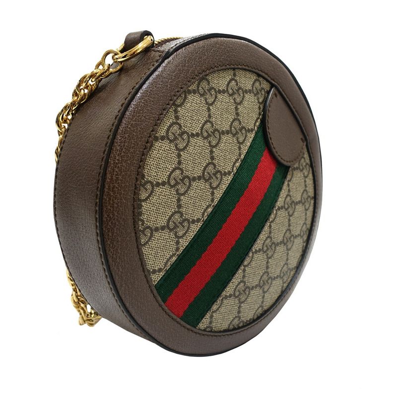 Gucci Ophidia GG Mini Round Shoulder Bag 550618 GG Supreme Canvas Brown
