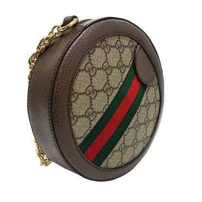 Gucci Ophidia GG Mini Round Shoulder Bag 550618 GG Supreme Canvas Brown