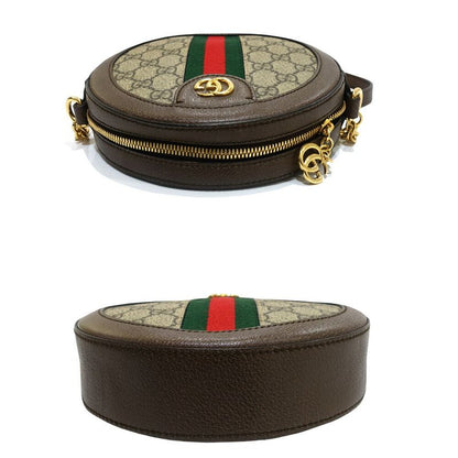 Gucci Ophidia GG Mini Round Shoulder Bag 550618 GG Supreme Canvas Brown