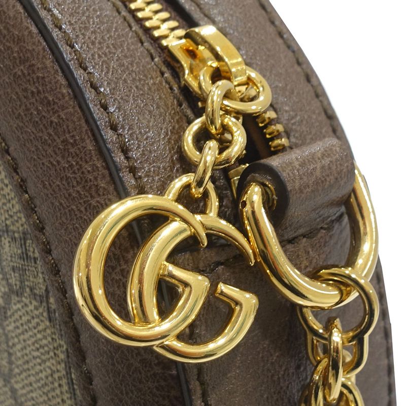Gucci Ophidia GG Mini Round Shoulder Bag 550618 GG Supreme Canvas Brown
