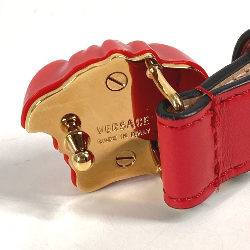 Versace Belt Medusa Logo Leather Red