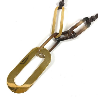 Hermes Necklace Logo Buffalo Horn Brown