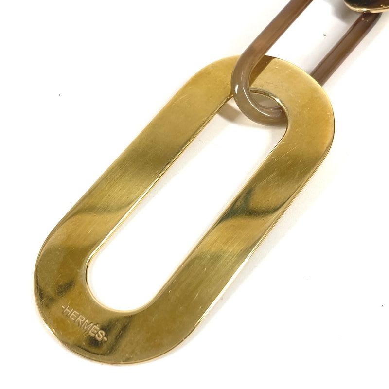 Hermes Necklace Logo Buffalo Horn Brown