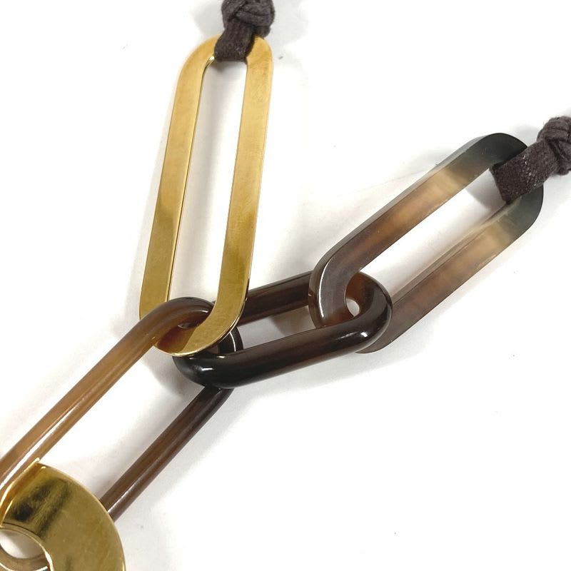 Hermes Necklace Logo Buffalo Horn Brown