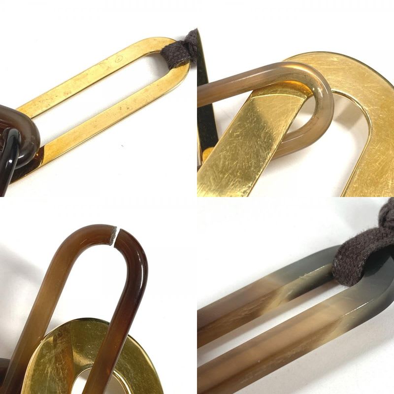Hermes Necklace Logo Buffalo Horn Brown