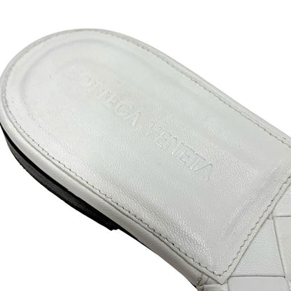 Bottega Veneta Lido Sandal Shoes Leather White Flat Sandal Mule Intrecciato