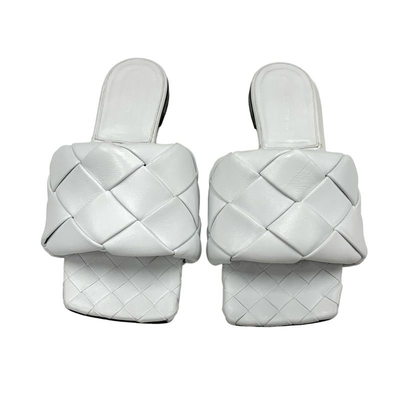 Bottega Veneta Lido Sandal Shoes Leather White Flat Sandal Mule Intrecciato