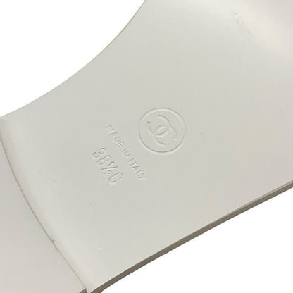 Chanel Sandals Shoes Fabric White Unused Tweed Here Mark Stone Thong Sandals