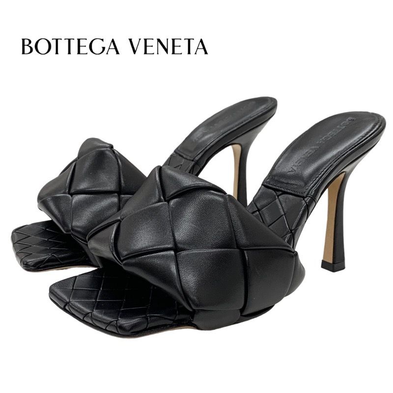 Bottega Veneta Lido Sandals Shoes Leather Black Mules Intrecciato