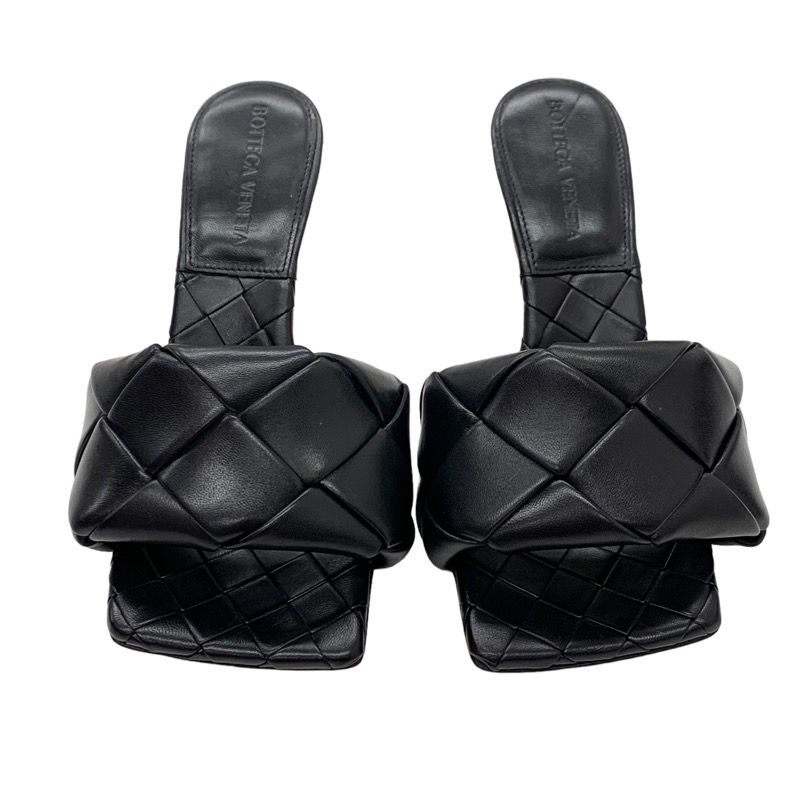 Bottega Veneta Lido Sandals Shoes Leather Black Mules Intrecciato