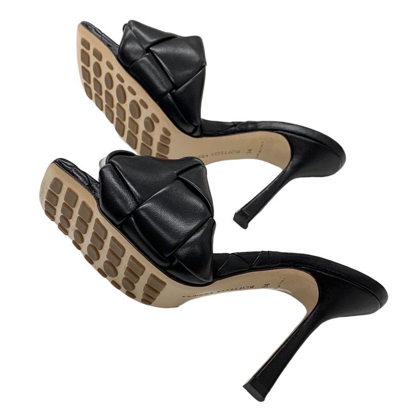 Bottega Veneta Lido Sandals Shoes Leather Black Mules Intrecciato