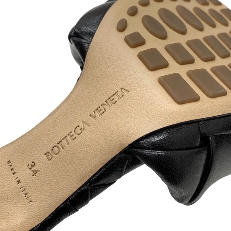 Bottega Veneta Lido Sandals Shoes Leather Black Mules Intrecciato