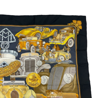 Hermes Scarf Carre 90 Automobile Comfort Confort En Silk Black