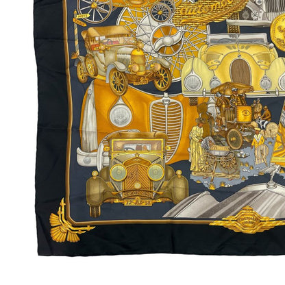 Hermes Scarf Carre 90 Automobile Comfort Confort En Silk Black