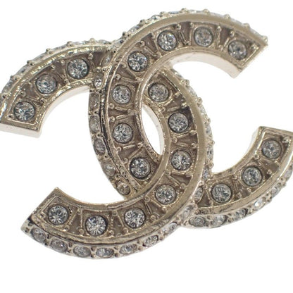 Chanel Coco Mark Earrings Metal Strass Gold Women's CC