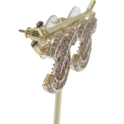 Chanel Coco Mark Earrings Metal Strass Gold Women's CC
