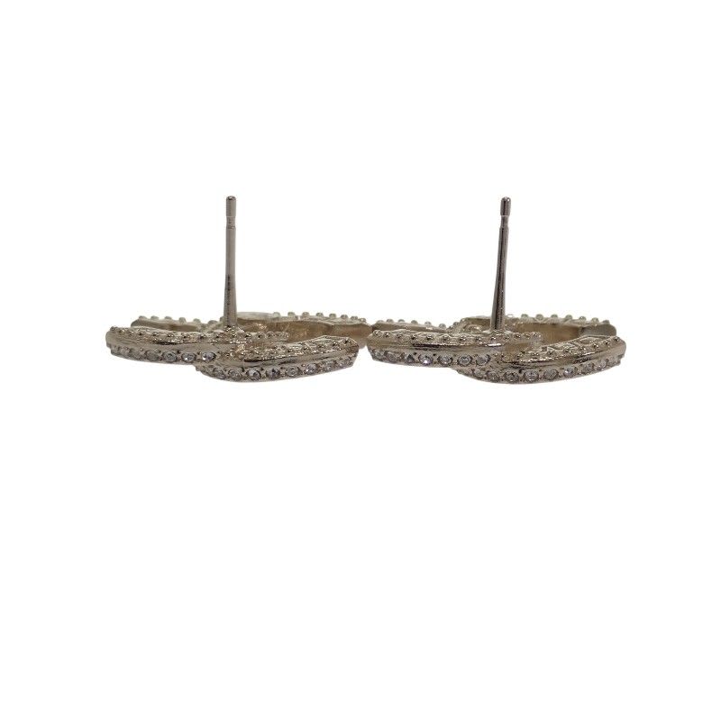 Chanel Coco Mark Earrings Metal Strass Gold Women's CC