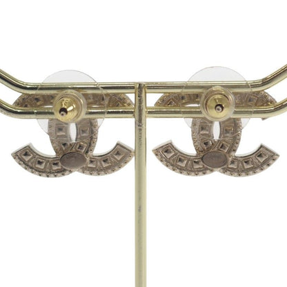 Chanel Coco Mark Earrings Metal Strass Gold Women's CC