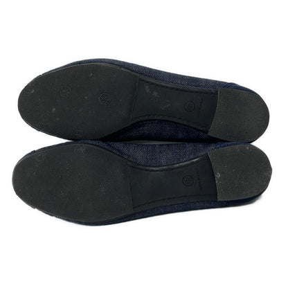 Chanel Flat Shoes 37 Women's Navy Coco Mark Outsole Reupholstered