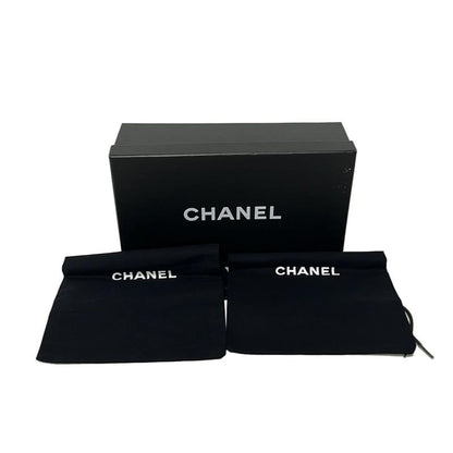 Chanel Flat Shoes 37 Women's Navy Coco Mark Outsole Reupholstered