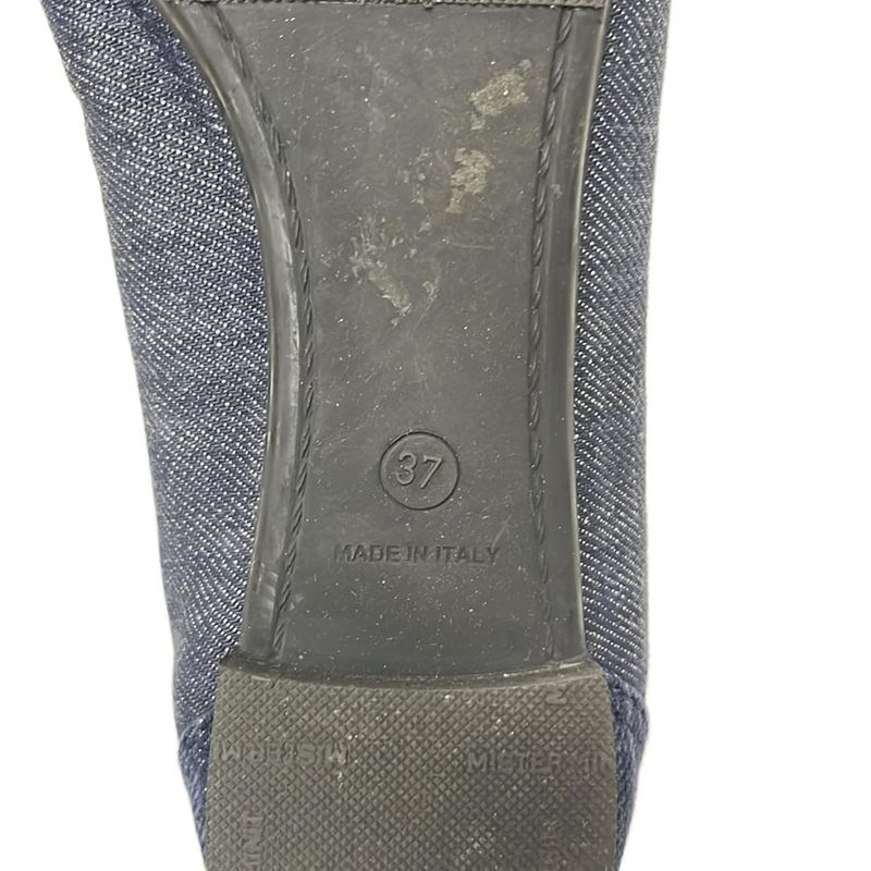 Chanel Flat Shoes 37 Women's Navy Coco Mark Outsole Reupholstered