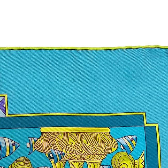 Hermes Scarf Carre 90 Light Blue Atlantic Meeting Cleaned
