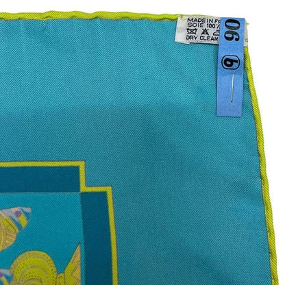 Hermes Scarf Carre 90 Light Blue Atlantic Meeting Cleaned