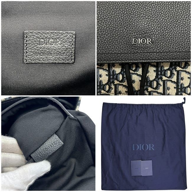 Christian Dior Backpack Saddle Black Beige Navy