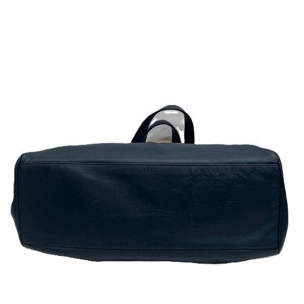 Dior Logo Charm Navy Leather Bag Handbag Ladies