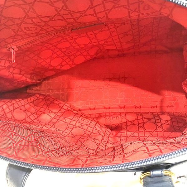 Dior Logo Charm Navy Leather Bag Handbag Ladies