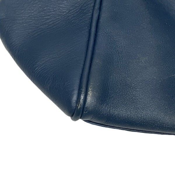 Dior Logo Charm Navy Leather Bag Handbag Ladies