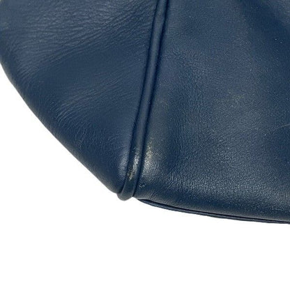 Dior Logo Charm Navy Leather Bag Handbag Ladies