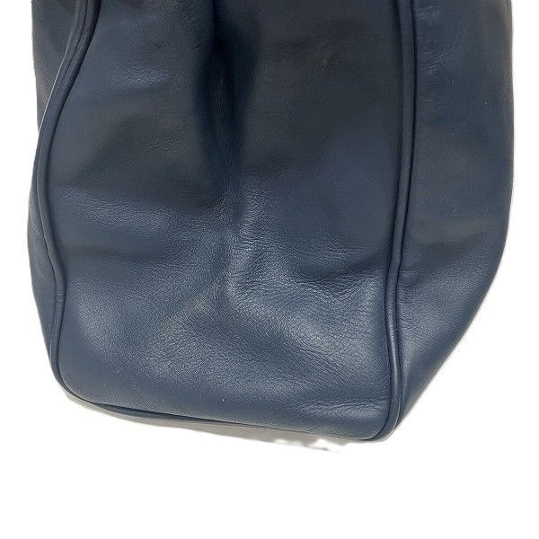 Dior Logo Charm Navy Leather Bag Handbag Ladies