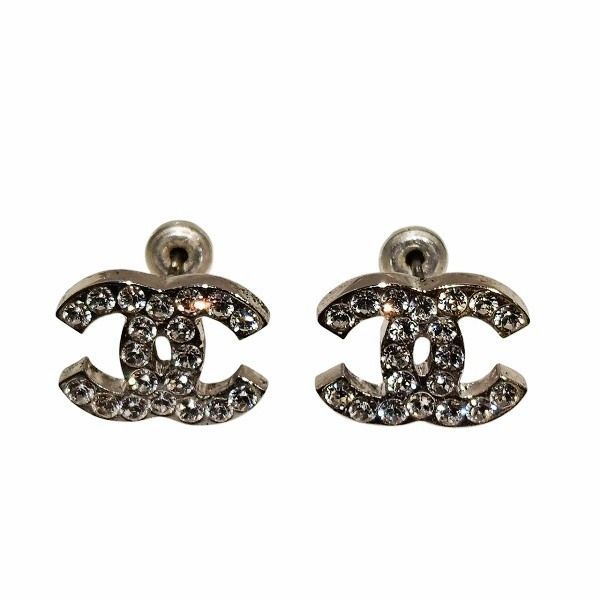 Chanel 05V Coco Mark Rhinestone Brand Accessories Earrings Ladies
