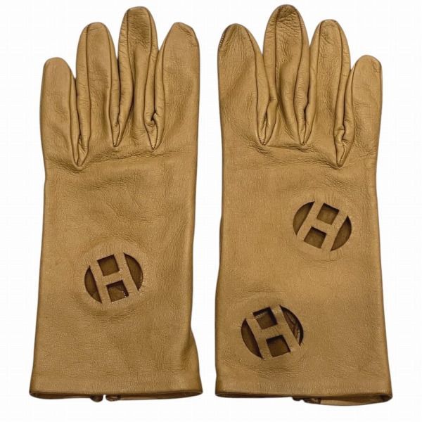 Hermes H Logo Punching Leather Gloves Brand Accessories Gloves Ladies